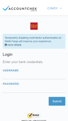 AccountChek - Previous Design - Mobile - Bank Login